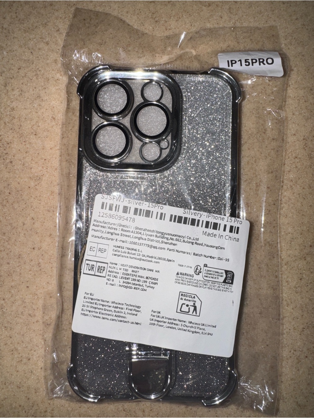 Silver Glitter iPhone 15 Pro Case - Protective Sparkle Cover